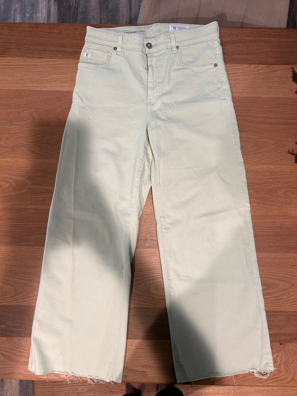 AG-Ed Denim Jeans - Saige Wide Leg Crop Pant, light green